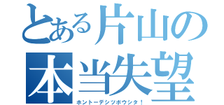 とある片山の本当失望（ホントーデシツボウシタ！）