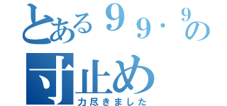 とある９９．９９％の寸止め（力尽きました）