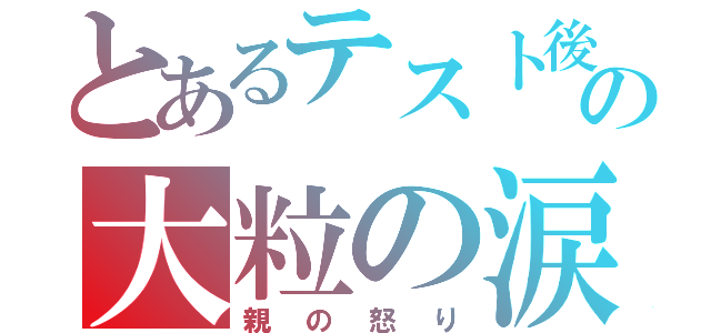 とあるテスト後の大粒の涙（親の怒り）