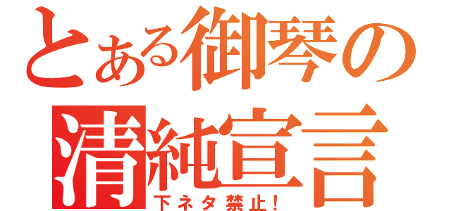 とある御琴の清純宣言（下ネタ禁止！）