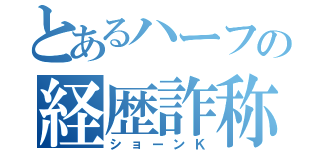 とあるハーフの経歴詐称（ショーンＫ）