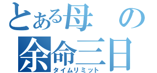 とある母の余命三日（タイムリミット）