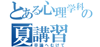 とある心理学科の夏講習（卒論へむけて）