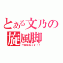 とある文乃の旋風脚（二回死ねぇえ！！）