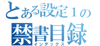 とある設定１の禁書目録（インデックス）