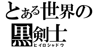 とある世界の黒剣士（ヒイロシャドウ）