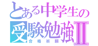 とある中学生の受験勉強Ⅱ（合格祈願）