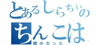 とあるしらちぃのちんこは（短小だった）