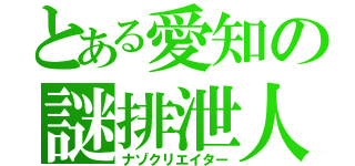 とある愛知の謎排泄人（ナゾクリエイター）