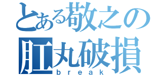 とある敬之の肛丸破損（ｂｒｅａｋ）