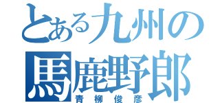 とある九州の馬鹿野郎（青柳俊彦）