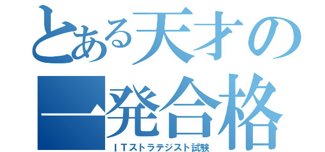 とある天才の一発合格（ＩＴストラテジスト試験）