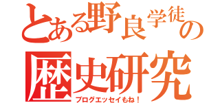 とある野良学徒の歴史研究（ブログエッセイもね！）