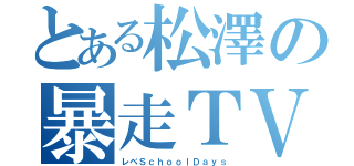 とある松澤の暴走ＴＶ（レベＳｃｈｏｏｌＤａｙｓ）