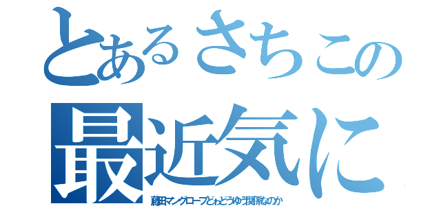 とあるさちこの最近気になること（藤田マングローブどゎどうゆう関係なのか）