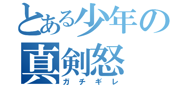 とある少年の真剣怒（ガチギレ）