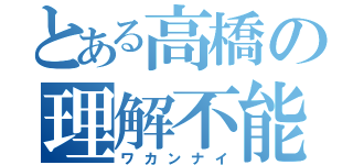 とある高橋の理解不能（ワカンナイ）