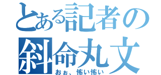 とある記者の斜命丸文（おぉ、怖い怖い）