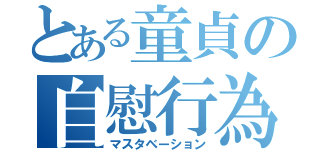 とある童貞の自慰行為（マスタベーション）