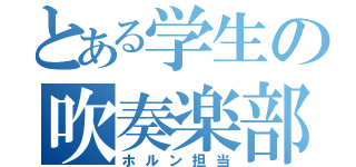 とある学生の吹奏楽部（ホルン担当）