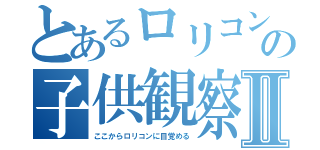 とあるロリコンの子供観察日記Ⅱ（ここからロリコンに目覚める）