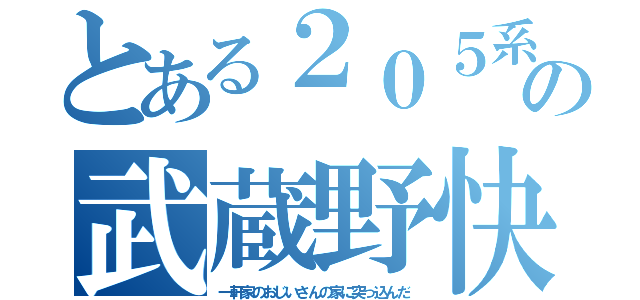 とある２０５系の武蔵野快速（一軒家のおじいさんの家に突っ込んだ）