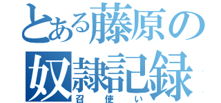 とある藤原の奴隷記録（召使い）