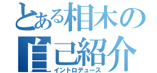 とある相木の自己紹介（イントロデュース）