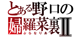 とある野口の婦羅菜裏亞Ⅱ（ぷらなりあ）