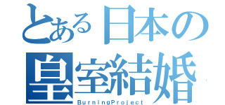 とある日本の皇室結婚（ＢｕｒｎｉｎｇＰｒｏｊｅｃｔ）