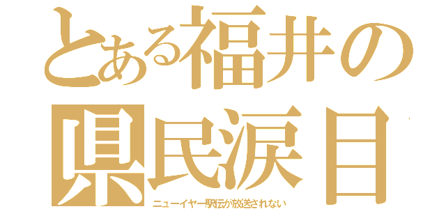 とある福井の県民涙目（ニューイヤー駅伝が放送されない）