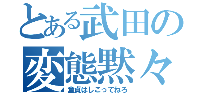 とある武田の変態黙々（童貞はしこってねろ）