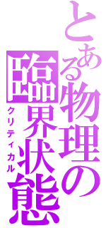 とある物理の臨界状態（クリティカル）