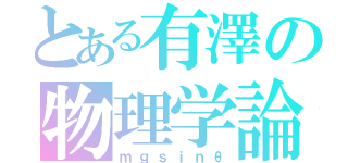 とある有澤の物理学論（ｍｇｓｉｎθ）