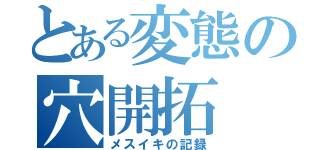 とある変態の穴開拓（メスイキの記録）