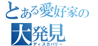 とある愛好家の大発見（ディスカバリー）