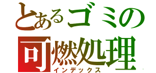 とあるゴミの可燃処理（インデックス）