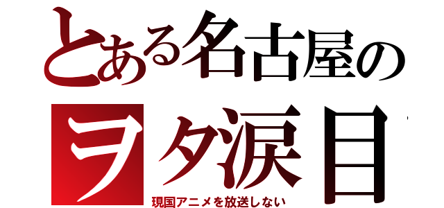 とある名古屋のヲタ涙目（現国アニメを放送しない）