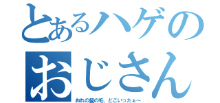 とあるハゲのおじさん（おれの髪の毛、どこいったぁ～）