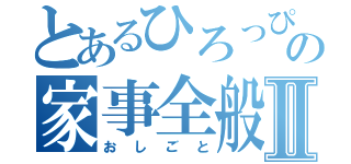 とあるひろっぴの家事全般Ⅱ（おしごと）