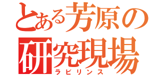 とある芳原の研究現場（ラビリンス）