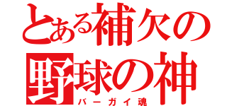 とある補欠の野球の神（バーガイ魂）