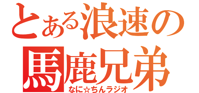 とある浪速の馬鹿兄弟（なに☆ちんラジオ）