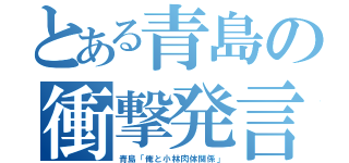 とある青島の衝撃発言（青島「俺と小林肉体関係」）