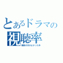 とあるドラマの視聴率（前回の方がよかった件）