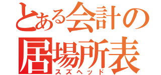 とある会計の居場所表記（スズヘッド）