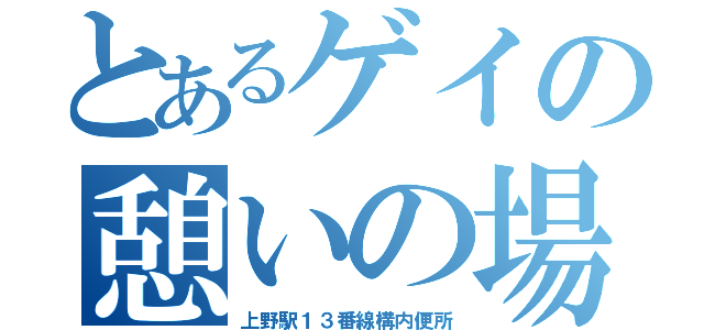 とあるゲイの憩いの場（上野駅１３番線構内便所）