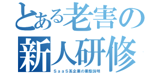 とある老害の新人研修（ＳａａＳ系企業の業態説明）