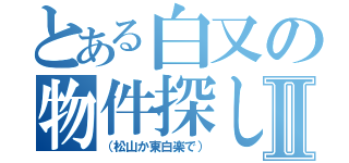 とある白又の物件探しⅡ（（松山か東白楽で））