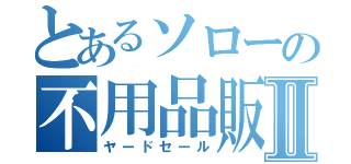 とあるソローの不用品販売所Ⅱ（ヤードセール）